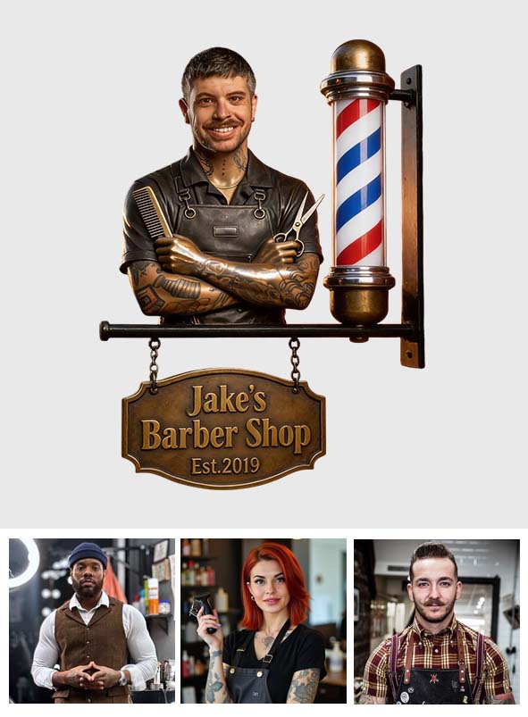 Das Signature Hair Studio Schild - Personalisierbares Friseurschild aus Holz
