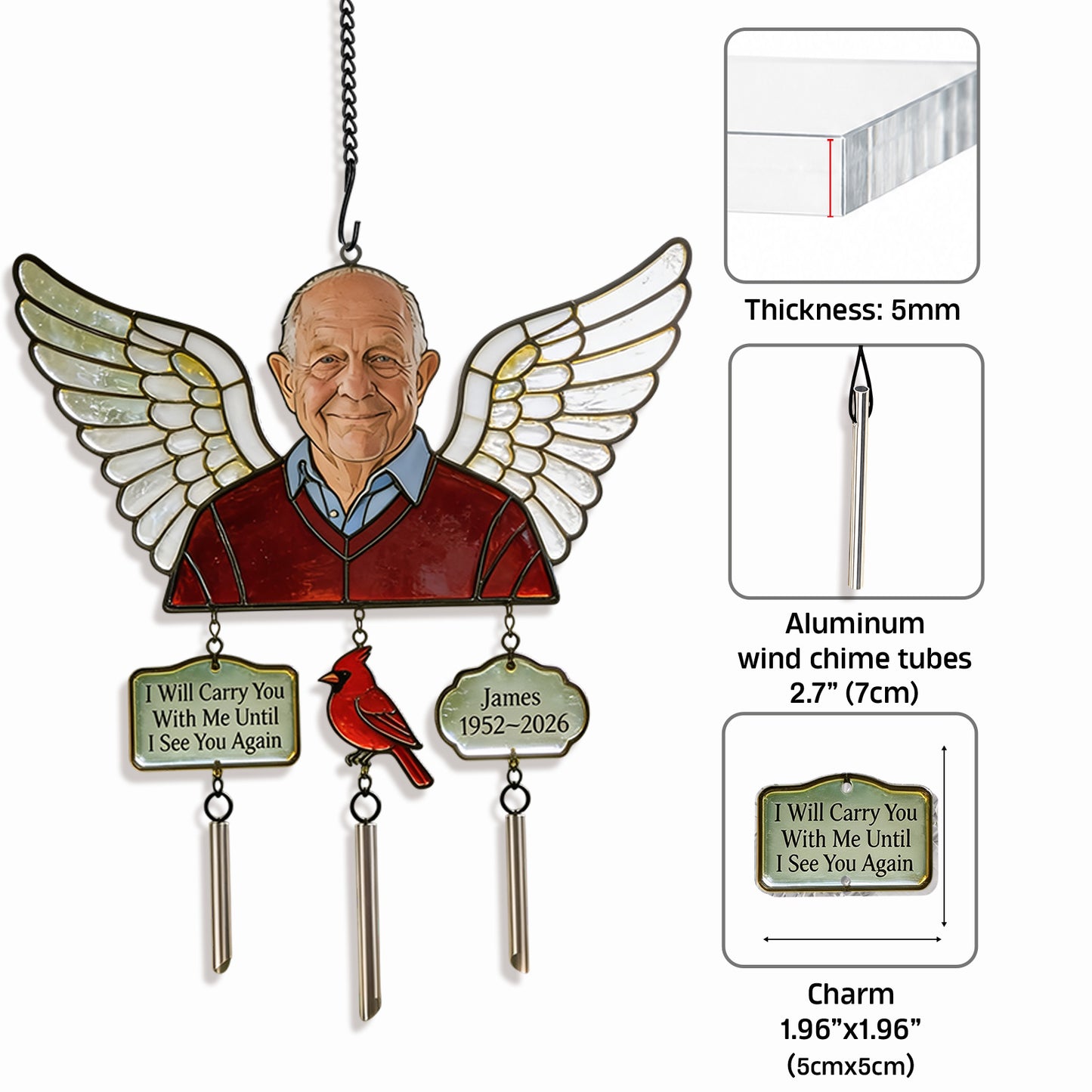 In Loving Memory - Personalized Memorial Wind Chime With Charm