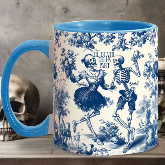 Til Death Do Us Part Aloha Skeleton - Personalized Couple Accent Mug