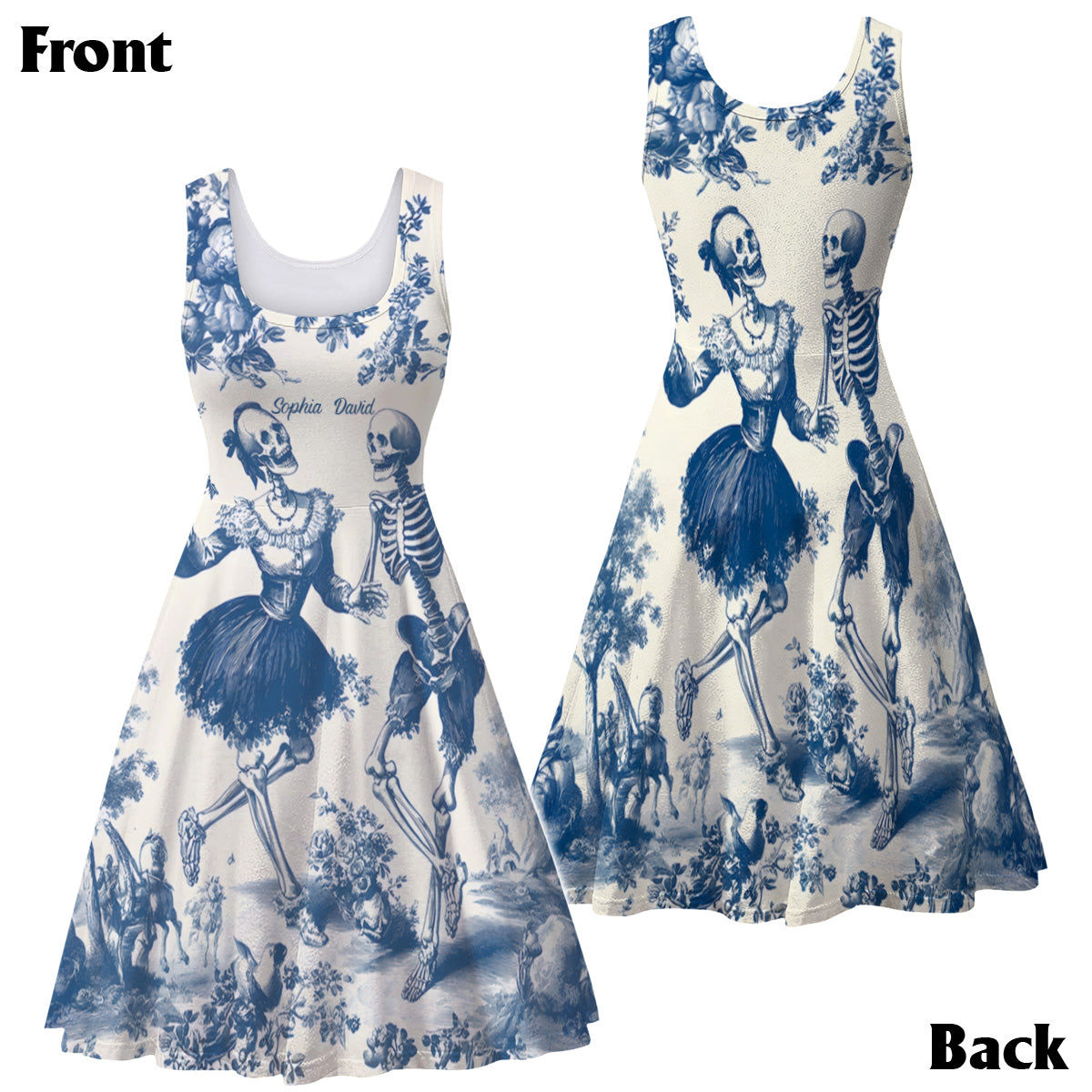 Til Death Do Us Part Aloha Skeleton - Personalized Couple Hawaiian Shirt & Sleeveless Dress