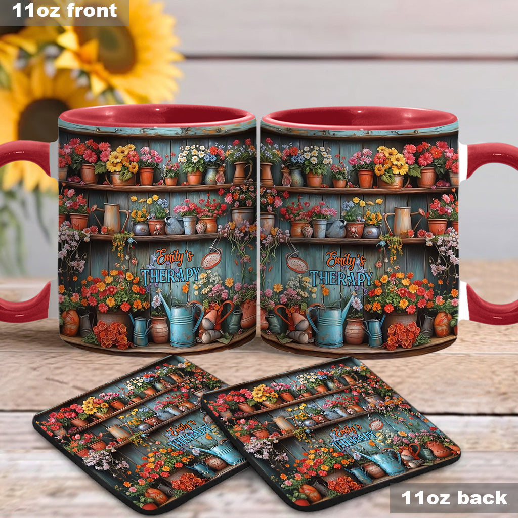 Gardening Is My Therapy - Personalized Gardening Accent Mug