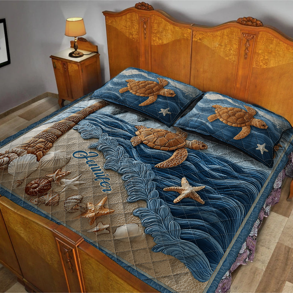 Love Turtles - Personalized Turtle Quilt Set