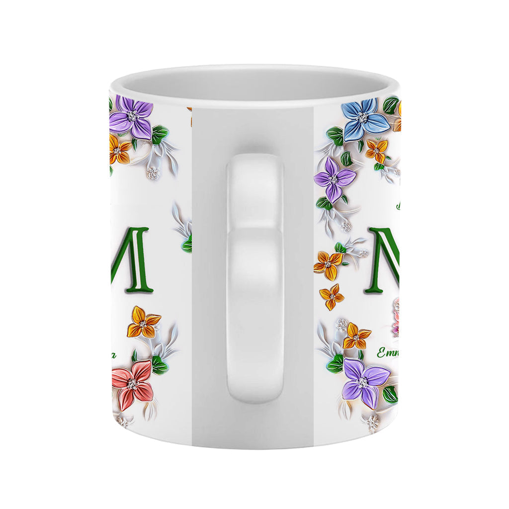 Colorful Butterflies Mom Mama - Personalized Mother Heart Handle Mug