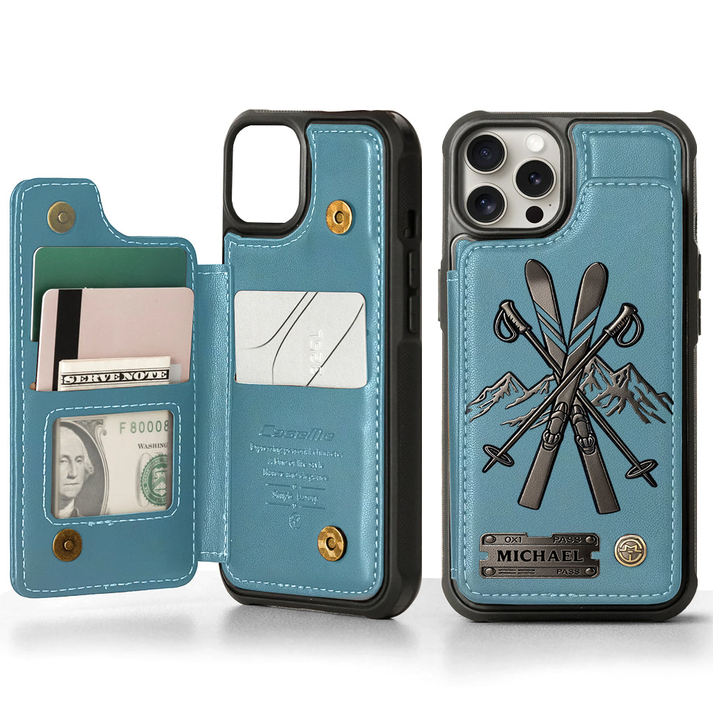 Love Skiing - Personalized Skiing Wallet Phone Case