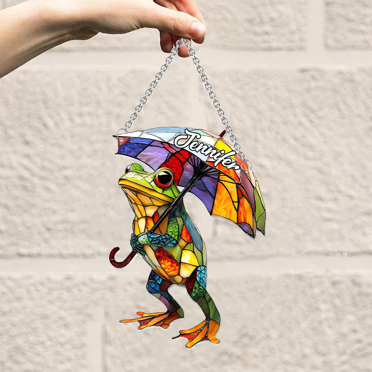 Niedlicher Frosch – Personalisierter Frosch-Fensterhänger als Sonnenfänger 