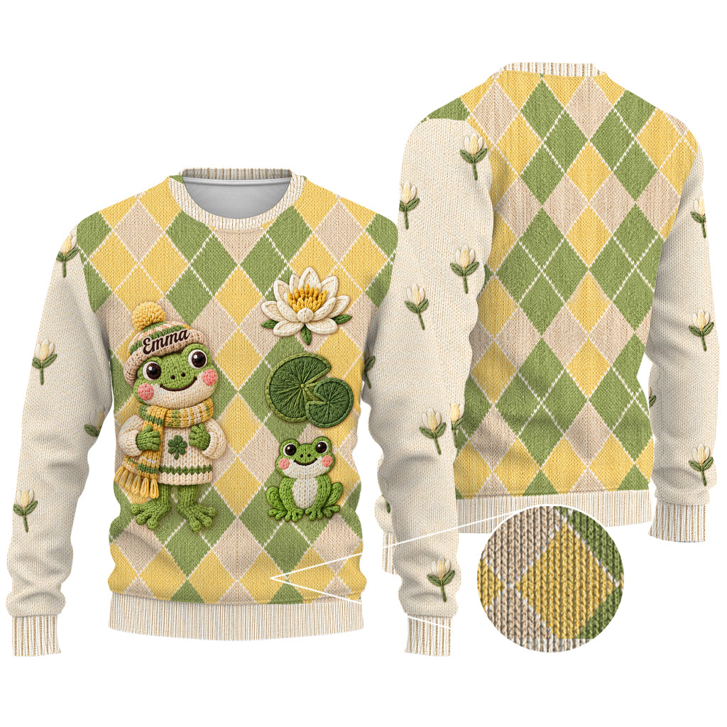 Love Frogs - Personalized Frog Cardigan Sweater