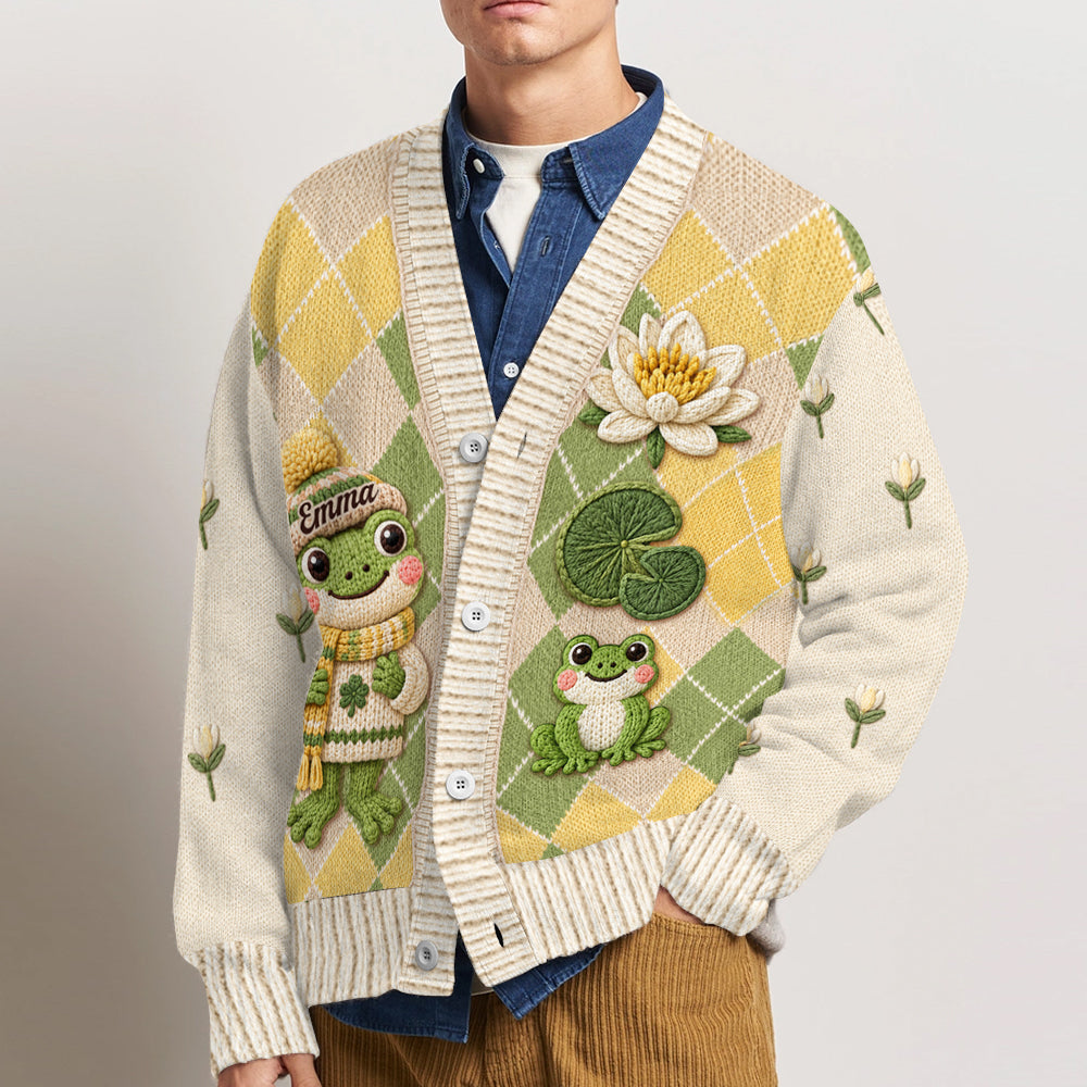 Love Frogs - Personalized Frog Cardigan Sweater