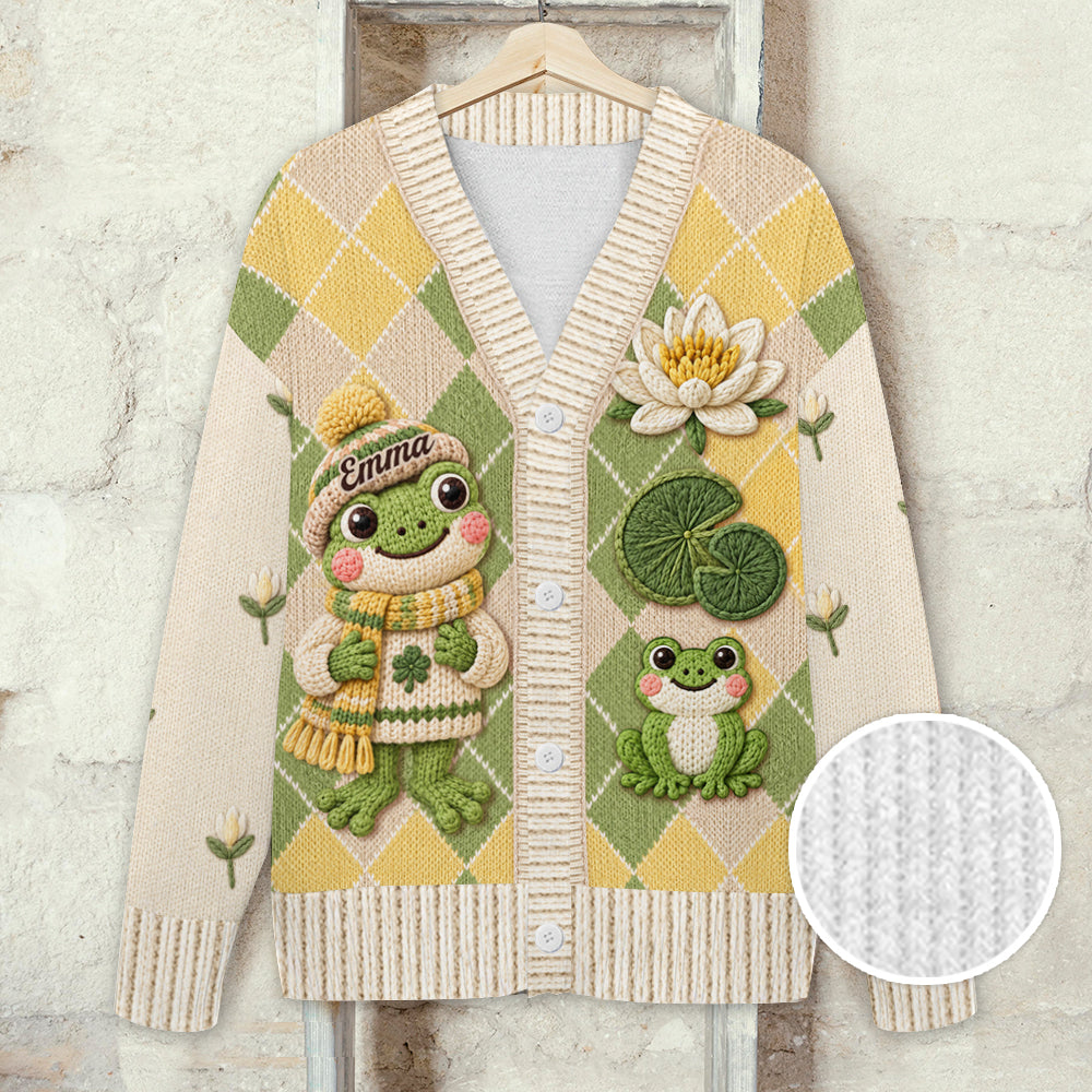 Love Frogs - Personalized Frog Cardigan Sweater
