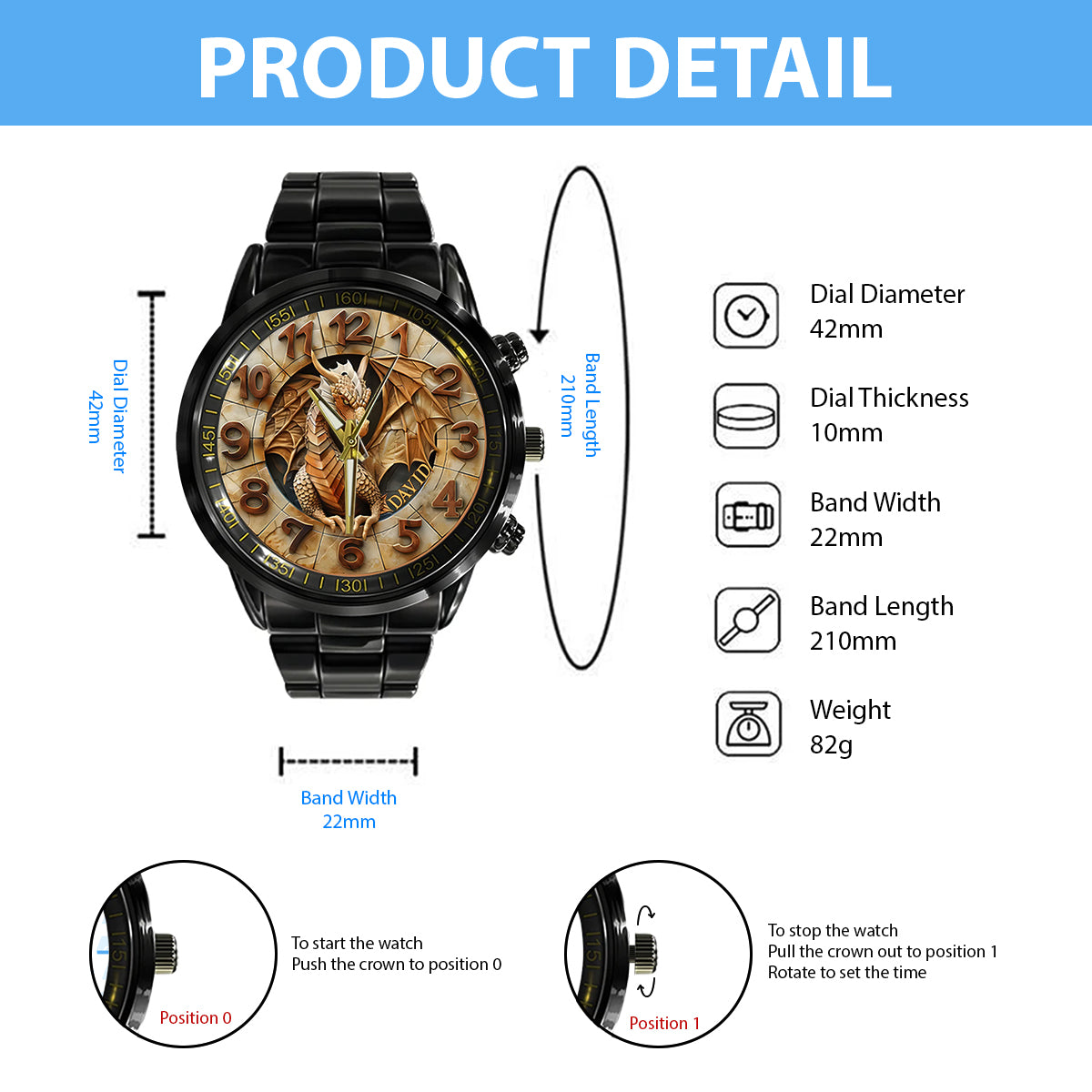Mutiger Drache – Personalisierte Drachen-Handuhr