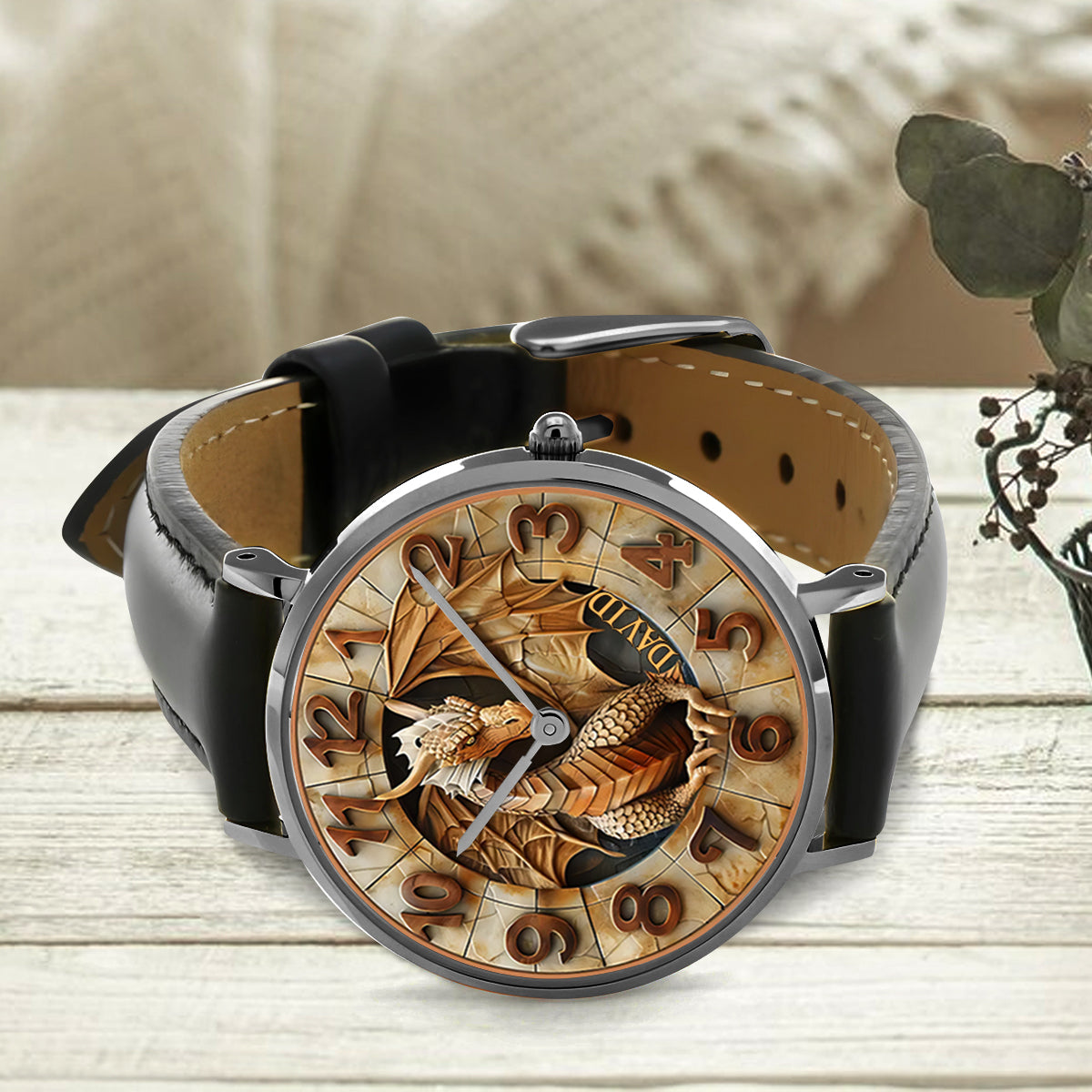 Mutiger Drache – Personalisierte Drachen-Handuhr