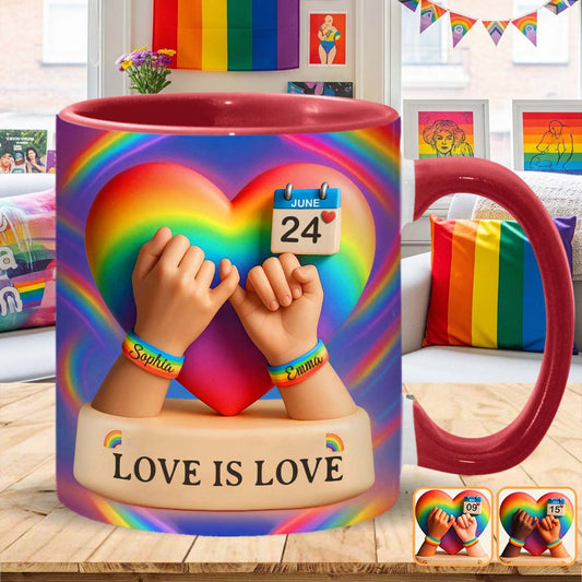 Love Is Love - Personalized LGBT Support Accent Mug