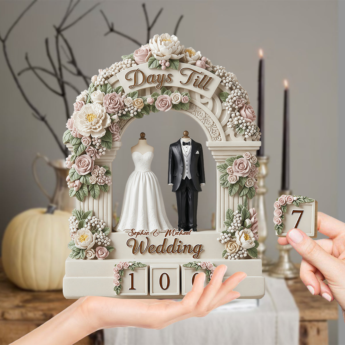 Wedding Countdown - Personalized Couple Interchangeable Plaque