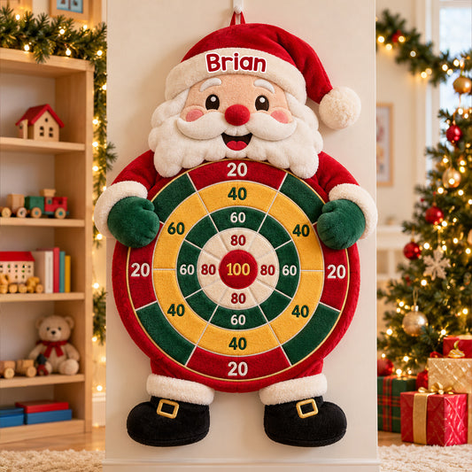 Ready, Aim, Giggle! - Personalized Christmas Sticky Ball Dart Board Set
