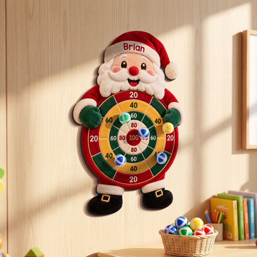 Ready, Aim, Giggle! - Personalized Christmas Sticky Ball Dart Board Set