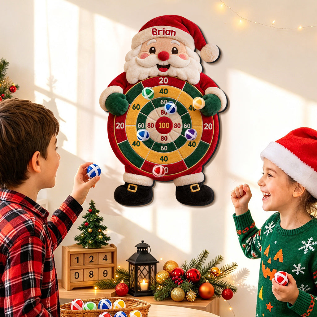 Ready, Aim, Giggle! - Personalized Christmas Sticky Ball Dart Board Set