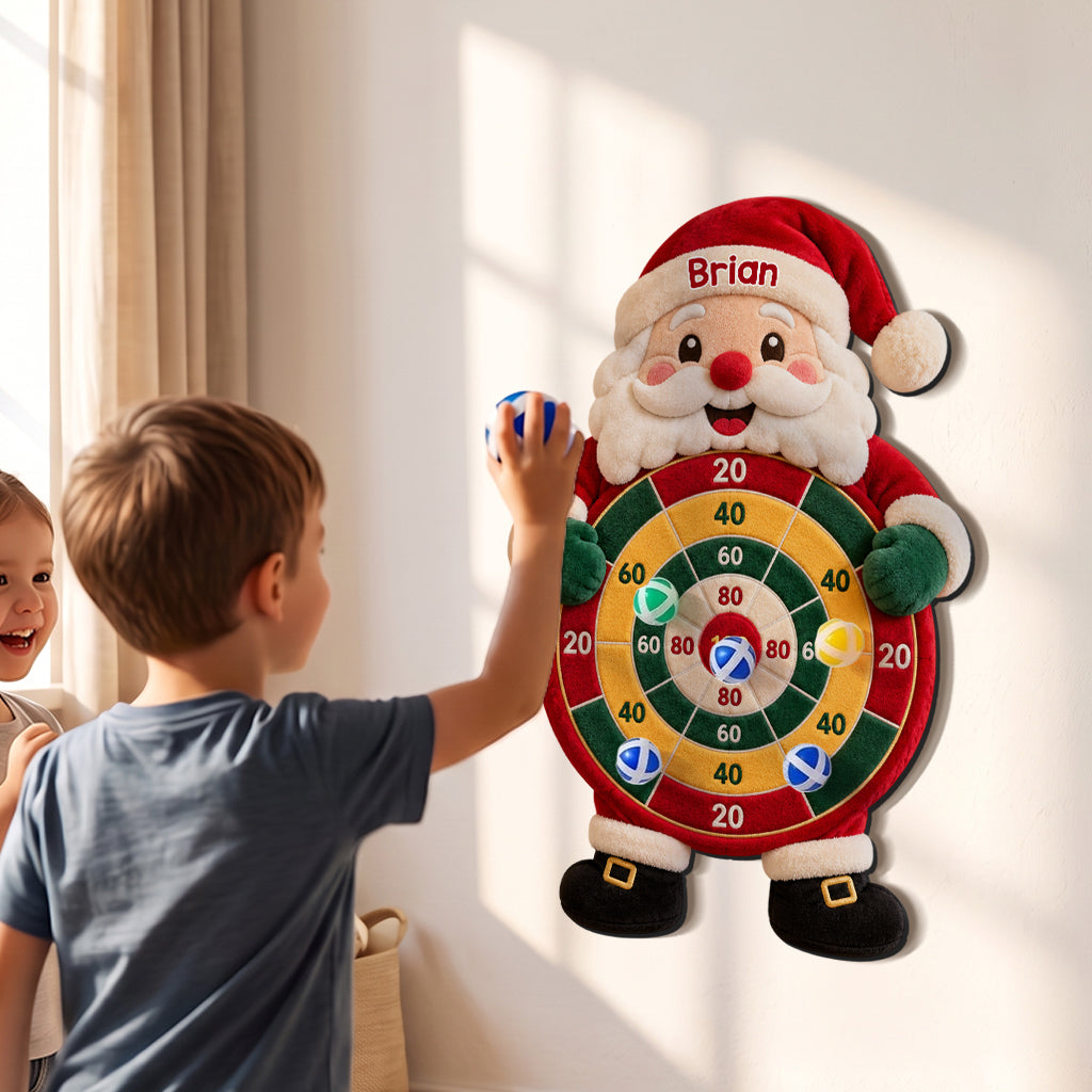 Ready, Aim, Giggle! - Personalized Christmas Sticky Ball Dart Board Set