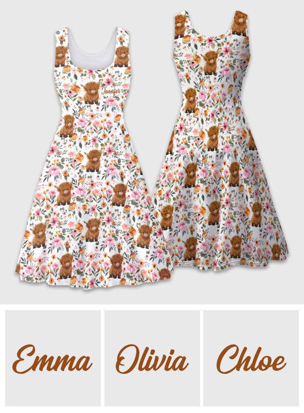 Juste une fille qui aime les vaches des Highlands - Robe sans manches personnalisée avec motif vache des Highlands