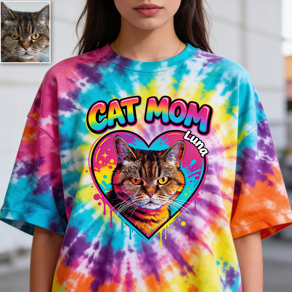Personalisierte Batikshirt für Hundemama/Hundedaddy/Katzenmama - Individuelles Hundeshirt