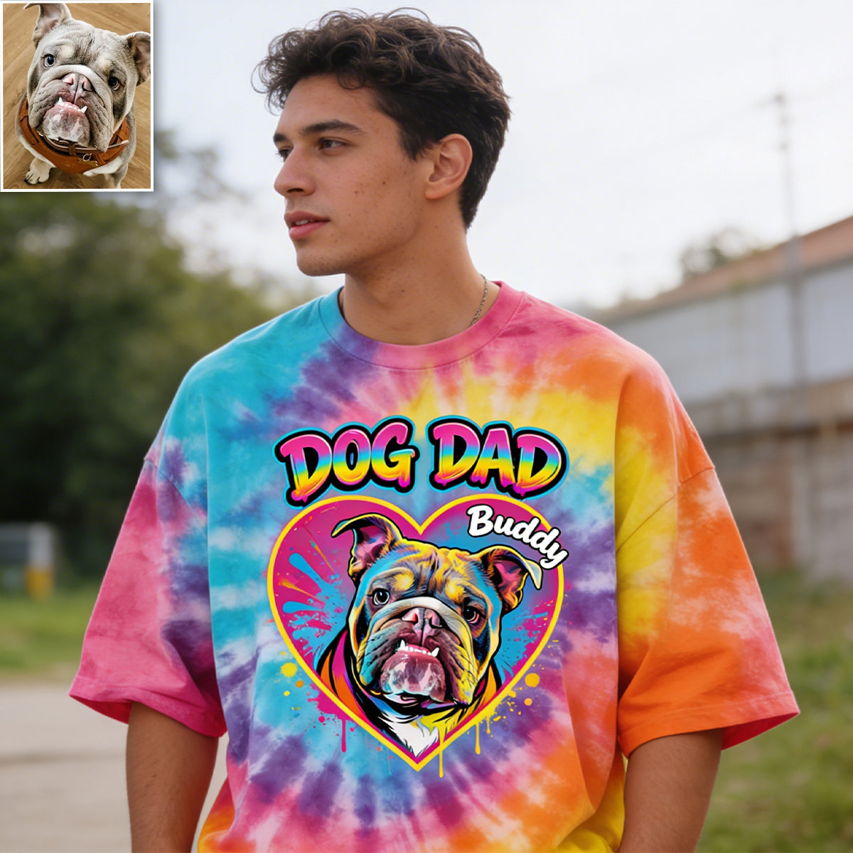Personalisierte Batikshirt für Hundemama/Hundedaddy/Katzenmama - Individuelles Hundeshirt