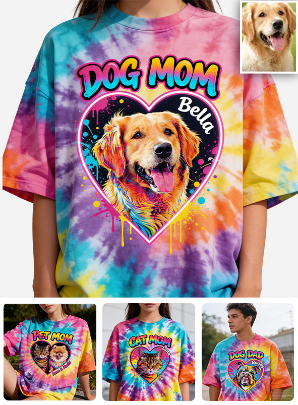 Personalisierte Batikshirt für Hundemama/Hundedaddy/Katzenmama - Individuelles Hundeshirt