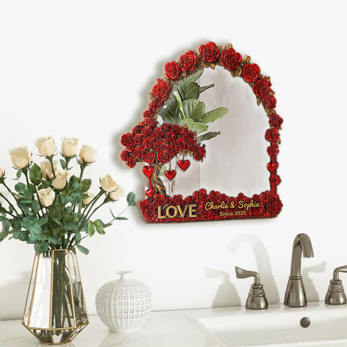 Tree Of Love - Personalized Couple Wall Hanging Mirror