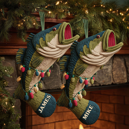Liebe zum Angeln – Personalisierter Weihnachtsstrumpf in Anglerform