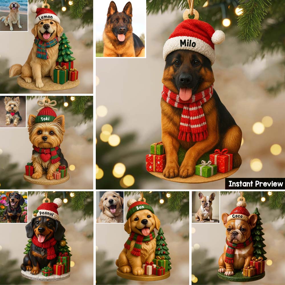 Weihnachtshund – Personalisierter Hunde-Weihnachtsbaumschmuck in individueller Form