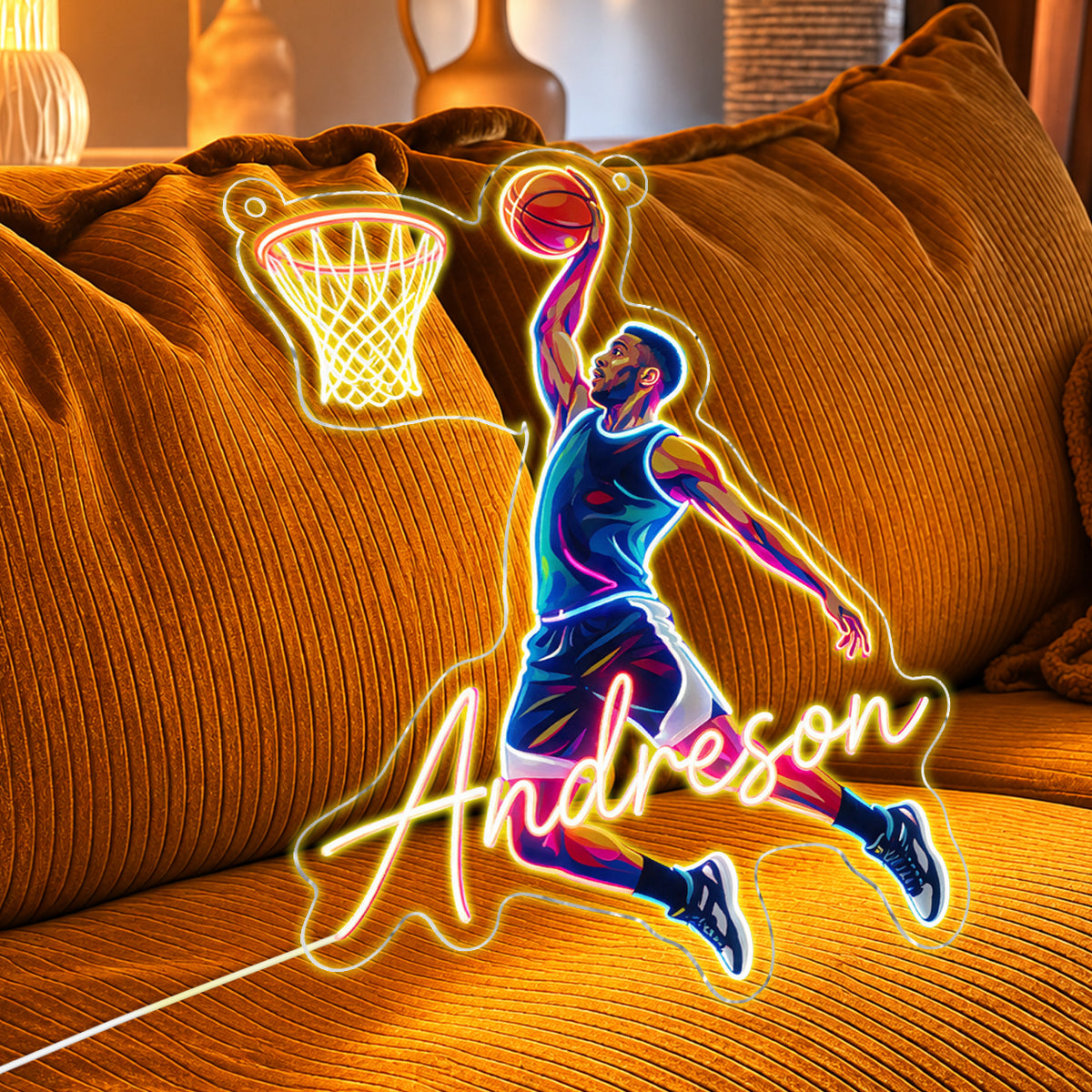 Benutzerdefiniert aus jedem Foto für jeden Sport - Personalisierte Basketball Neon LED Lichtsign