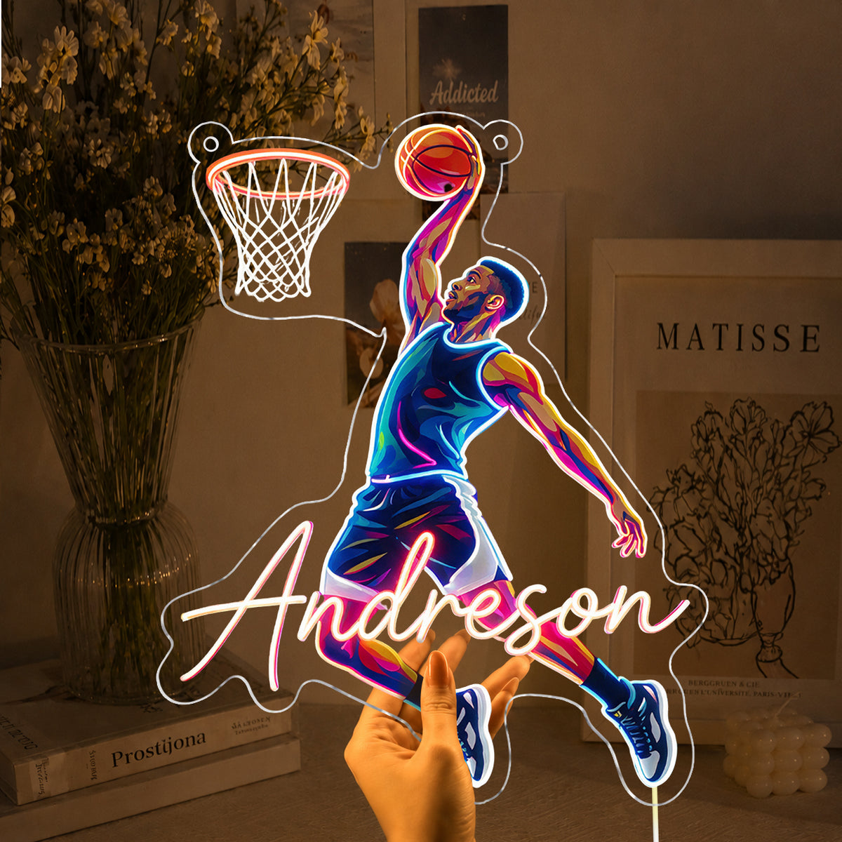 Benutzerdefiniert aus jedem Foto für jeden Sport - Personalisierte Basketball Neon LED Lichtsign