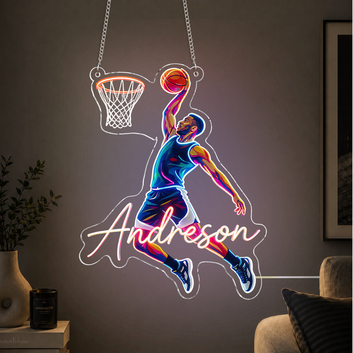 Benutzerdefiniert aus jedem Foto für jeden Sport - Personalisierte Basketball Neon LED Lichtsign