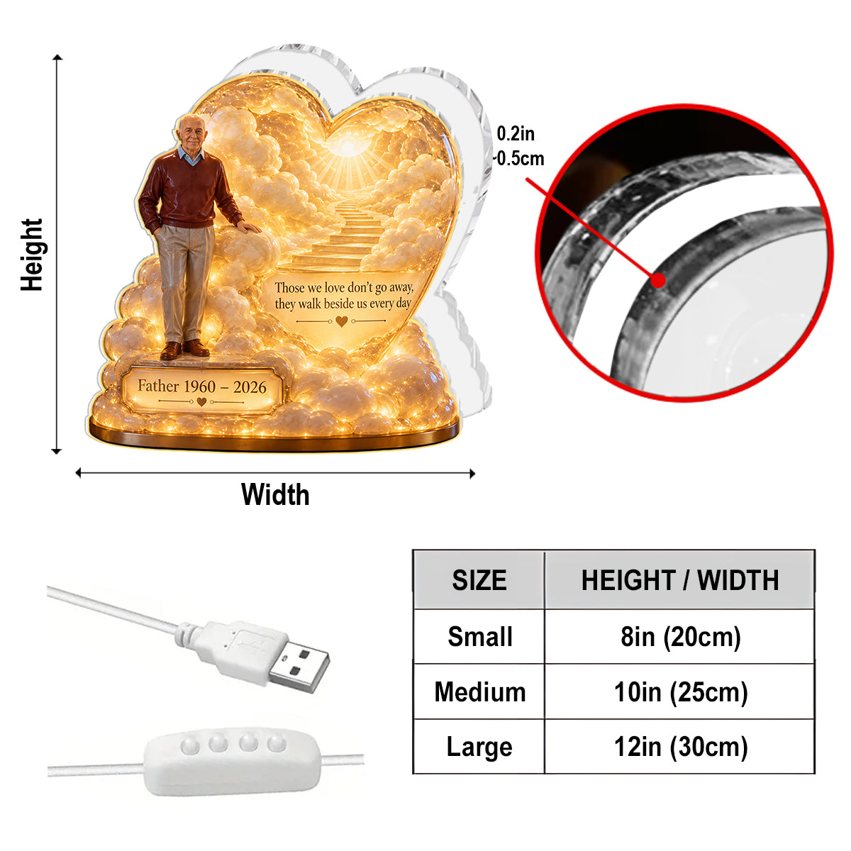 Personalisierte Gedenkgeschenk, Ein Schönes Andenken für einen Geliebten - Personalisierte Gedenk-Acryl-LED-Nachtlicht