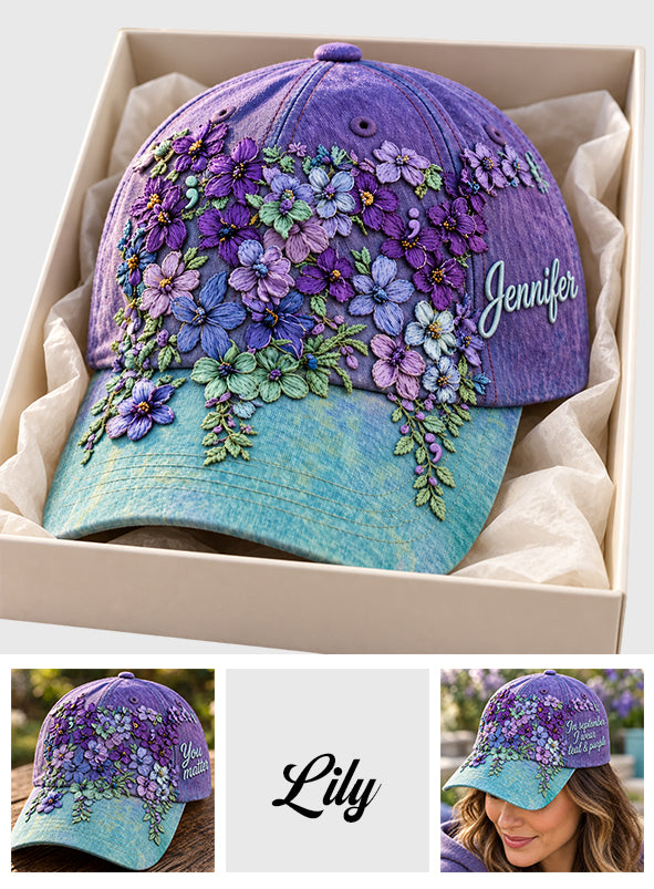 Vous comptez Teal Purple Semicolon Floral - Casquette Classique Personnalisée pour la Prévention du Suicide