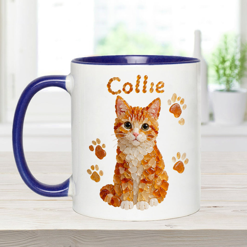Any Pet Photo To Seaglass Art - Personalized Cat Accent Mug & Shaped Coaster