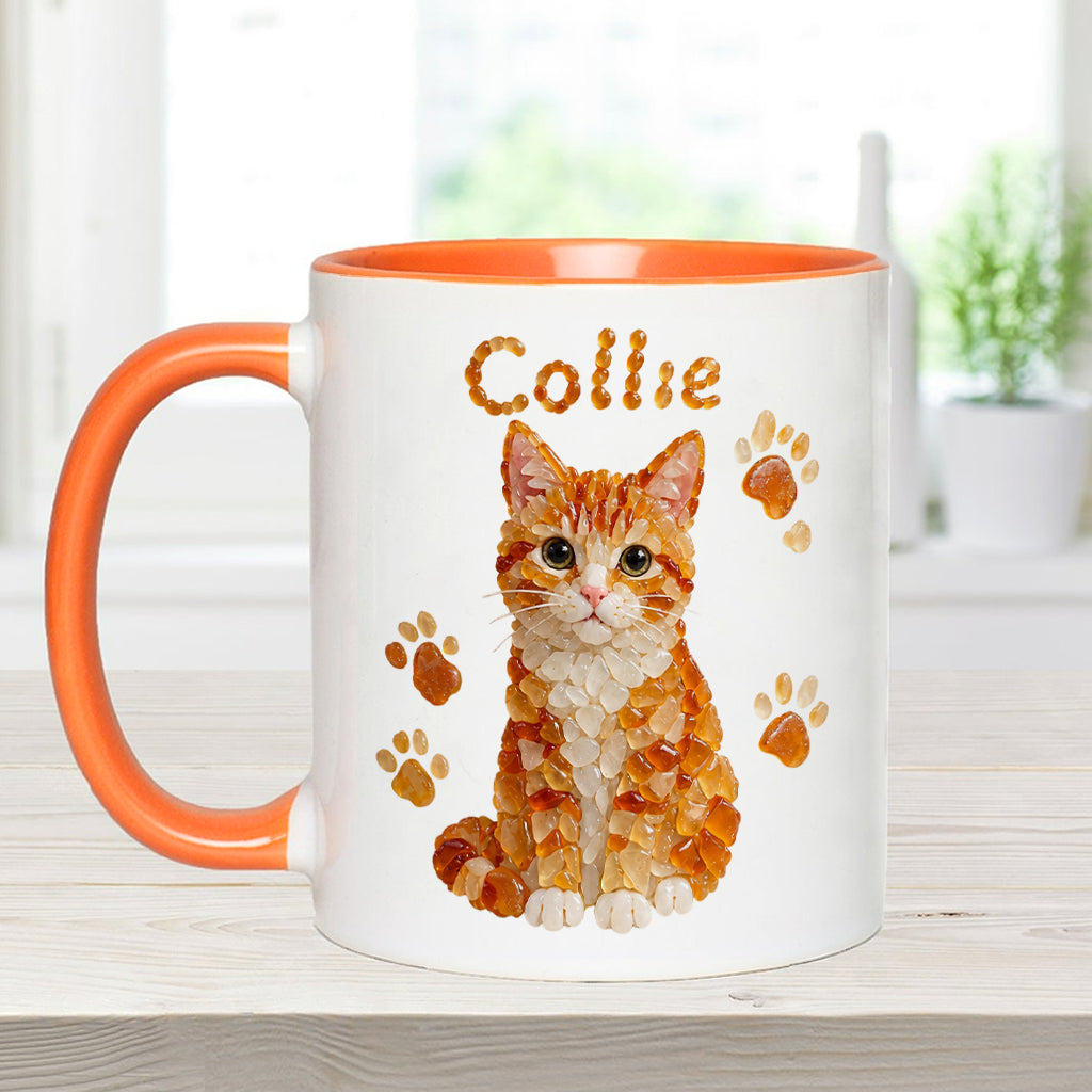 Any Pet Photo To Seaglass Art - Personalized Cat Accent Mug & Shaped Coaster