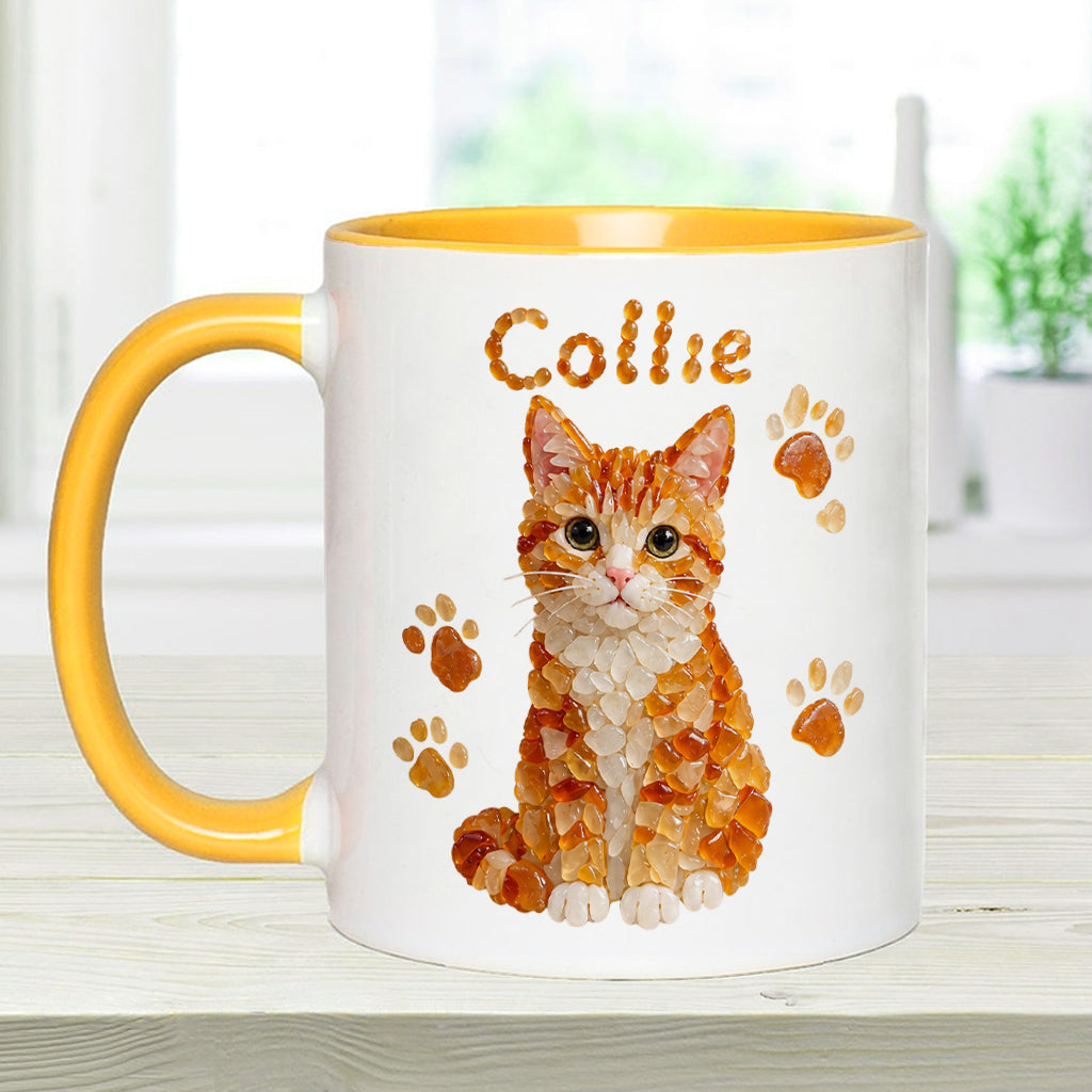 Any Pet Photo To Seaglass Art - Personalized Cat Accent Mug & Shaped Coaster
