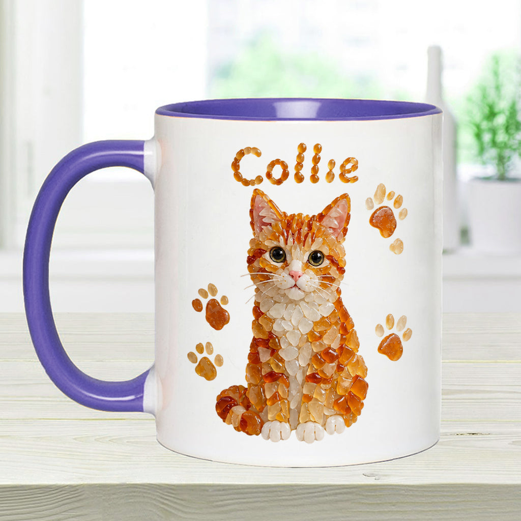 Any Pet Photo To Seaglass Art - Personalized Cat Accent Mug & Shaped Coaster