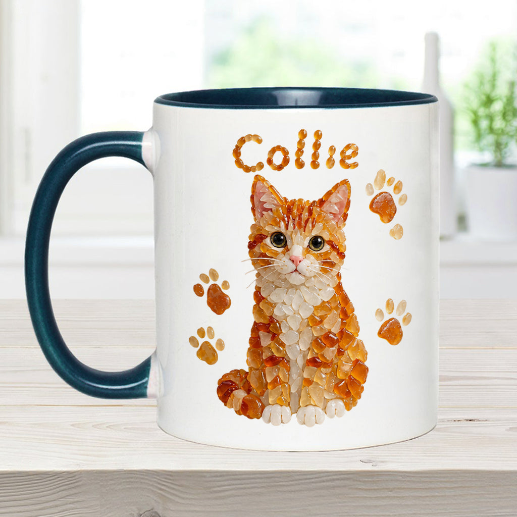 Any Pet Photo To Seaglass Art - Personalized Cat Accent Mug & Shaped Coaster
