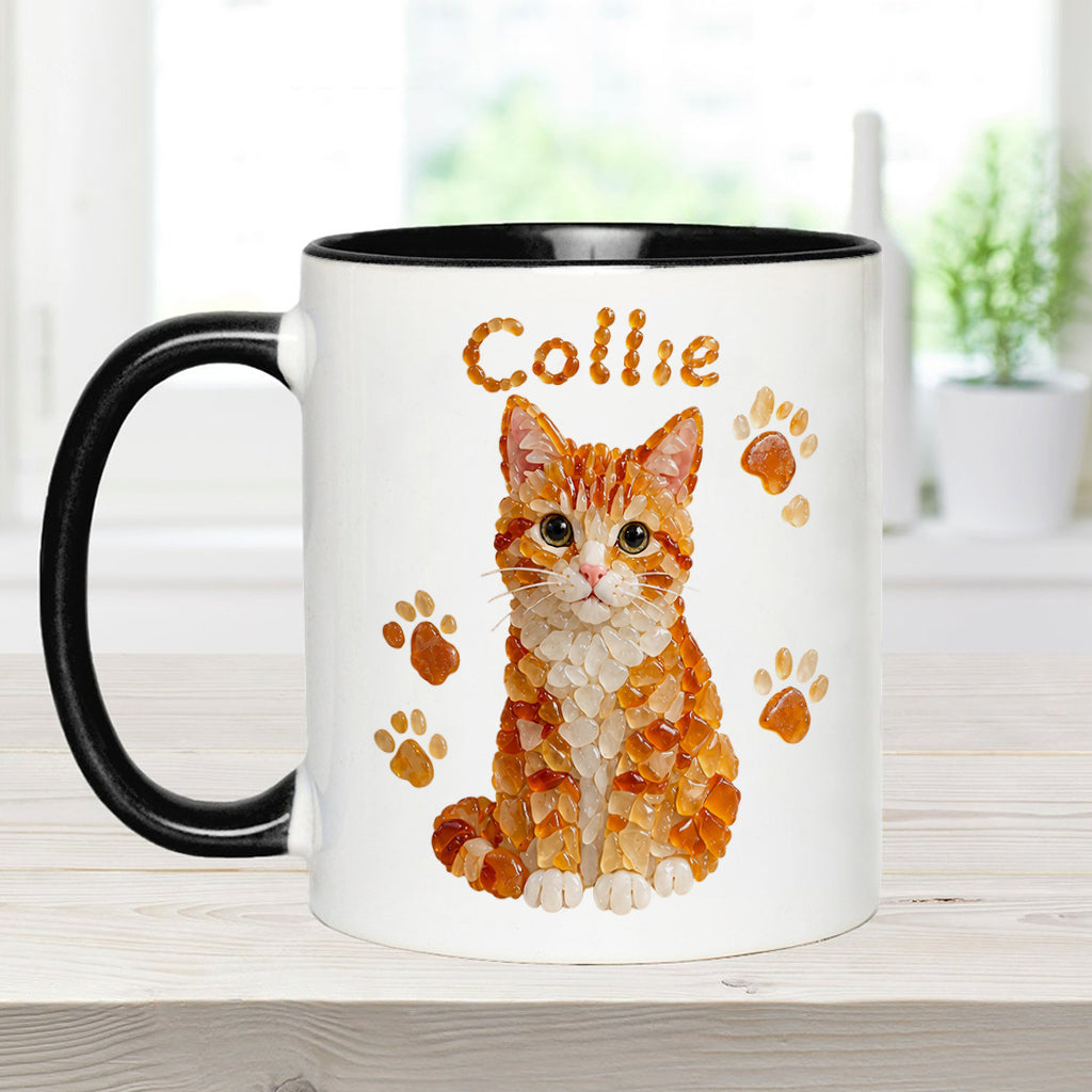 Any Pet Photo To Seaglass Art - Personalized Cat Accent Mug & Shaped Coaster