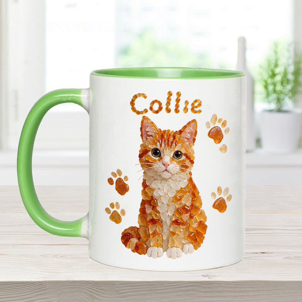 Any Pet Photo To Seaglass Art - Personalized Cat Accent Mug & Shaped Coaster