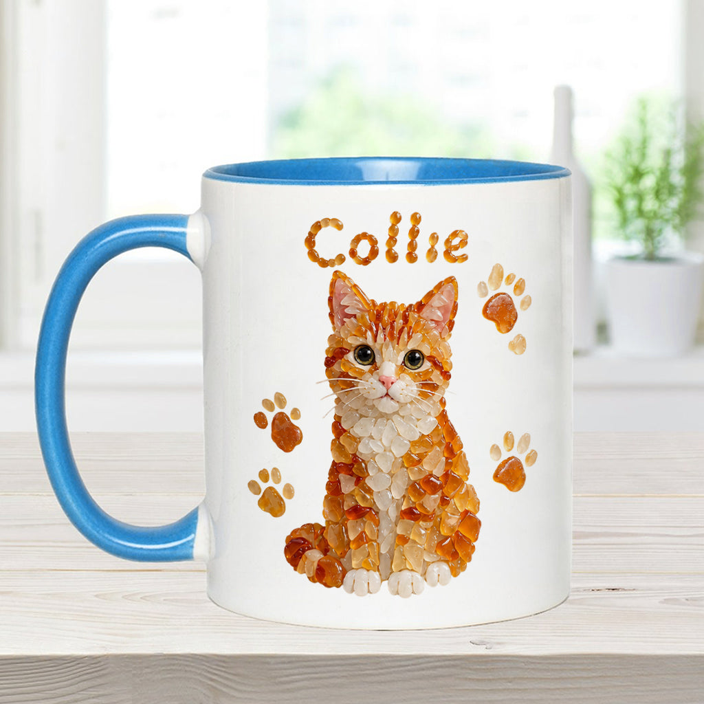 Any Pet Photo To Seaglass Art - Personalized Cat Accent Mug & Shaped Coaster