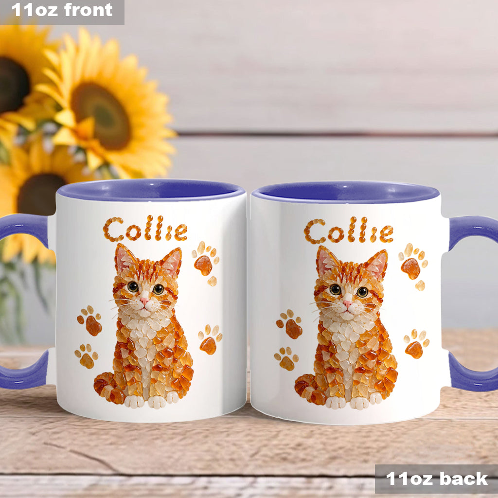 Any Pet Photo To Seaglass Art - Personalized Cat Accent Mug & Shaped Coaster