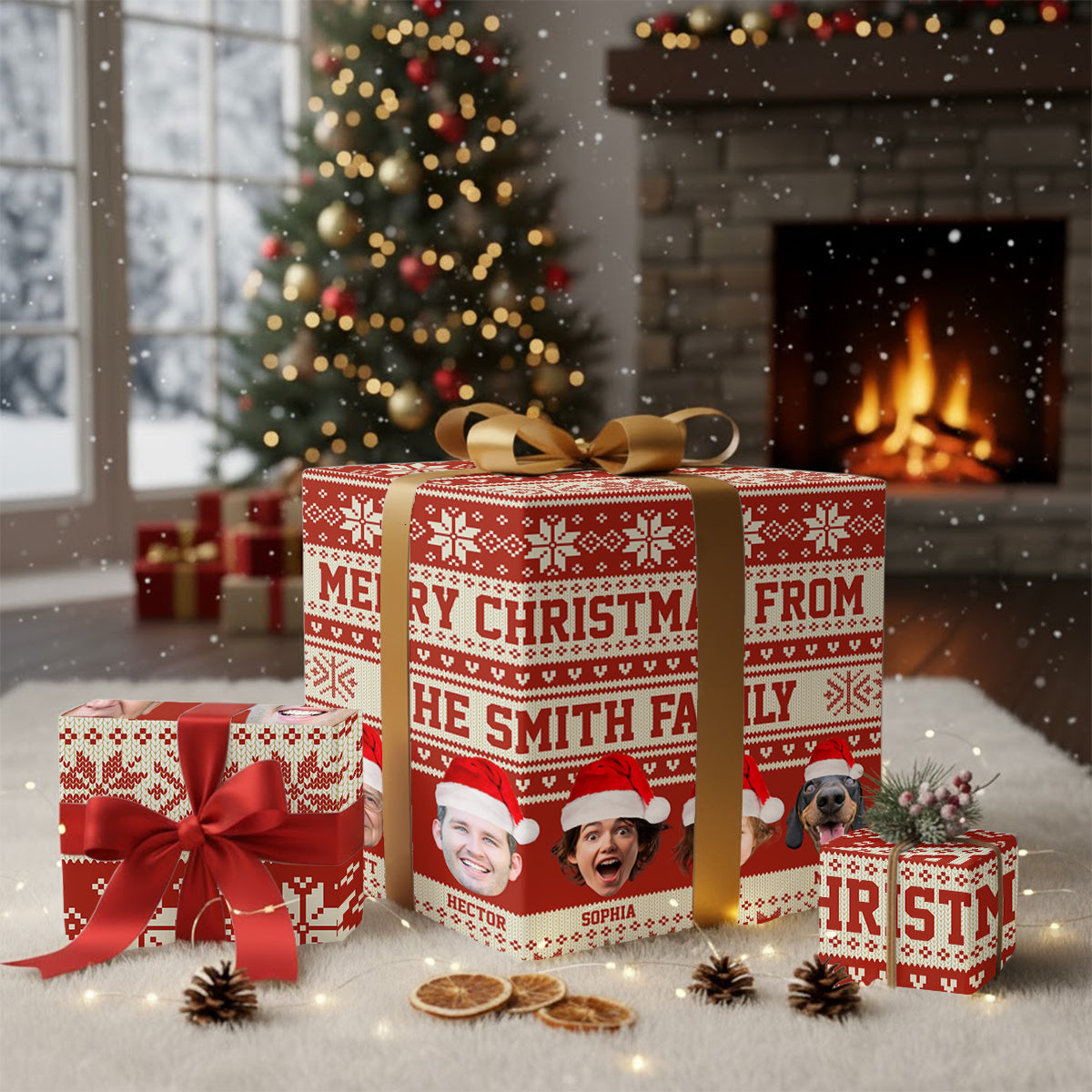 Joyeux Noël - Papiers cadeaux personnalisés pour toute la famille