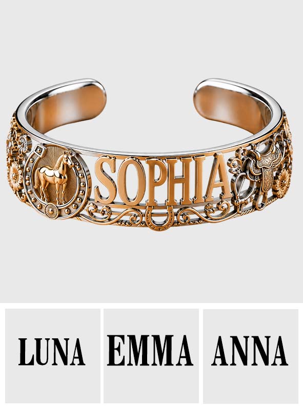 Just A Girl Who Loves Horses - Personalized Horse Shaped Cuff Bracelet