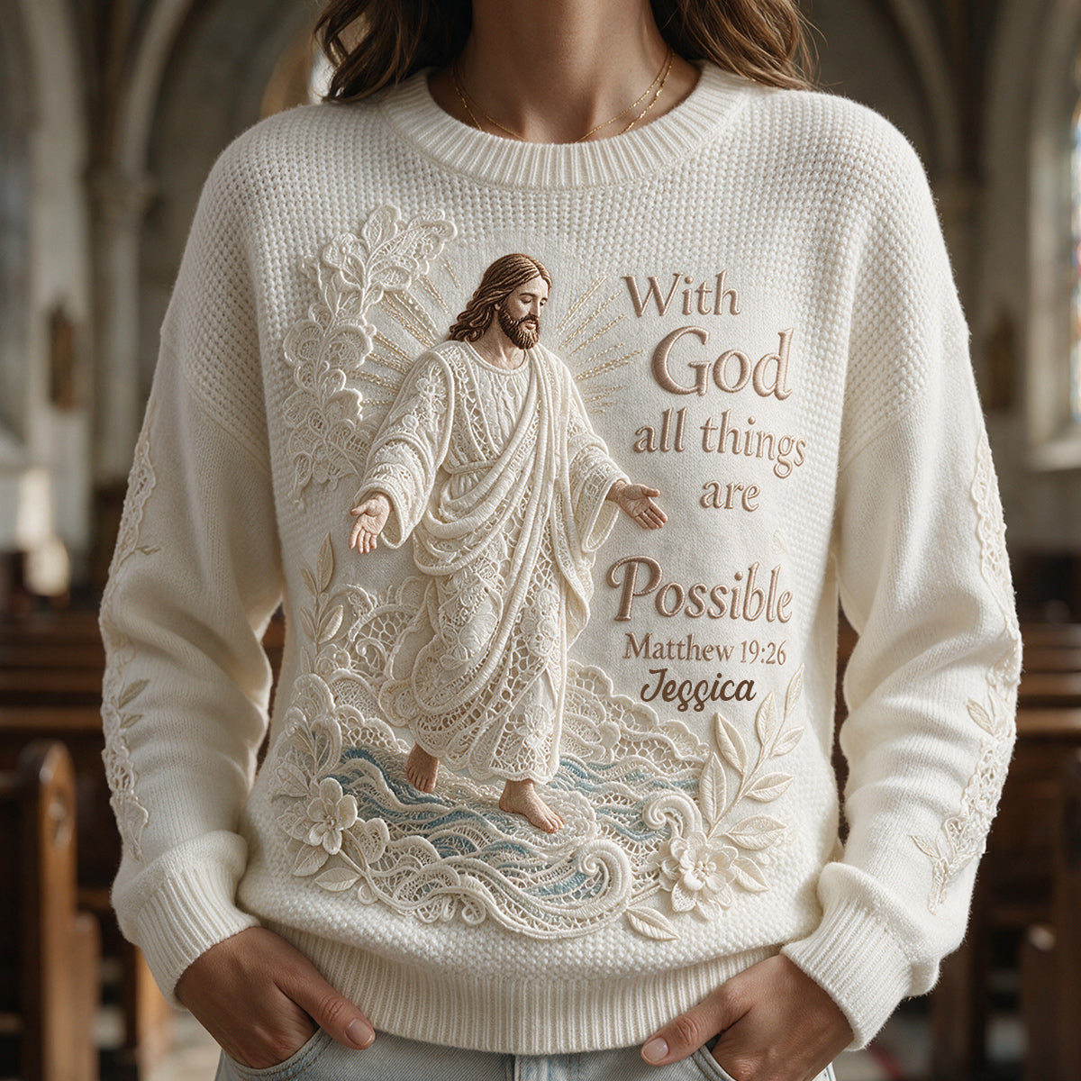 Avec Dieu, Tout Est Possible - Pull Chrétien Personnalisé