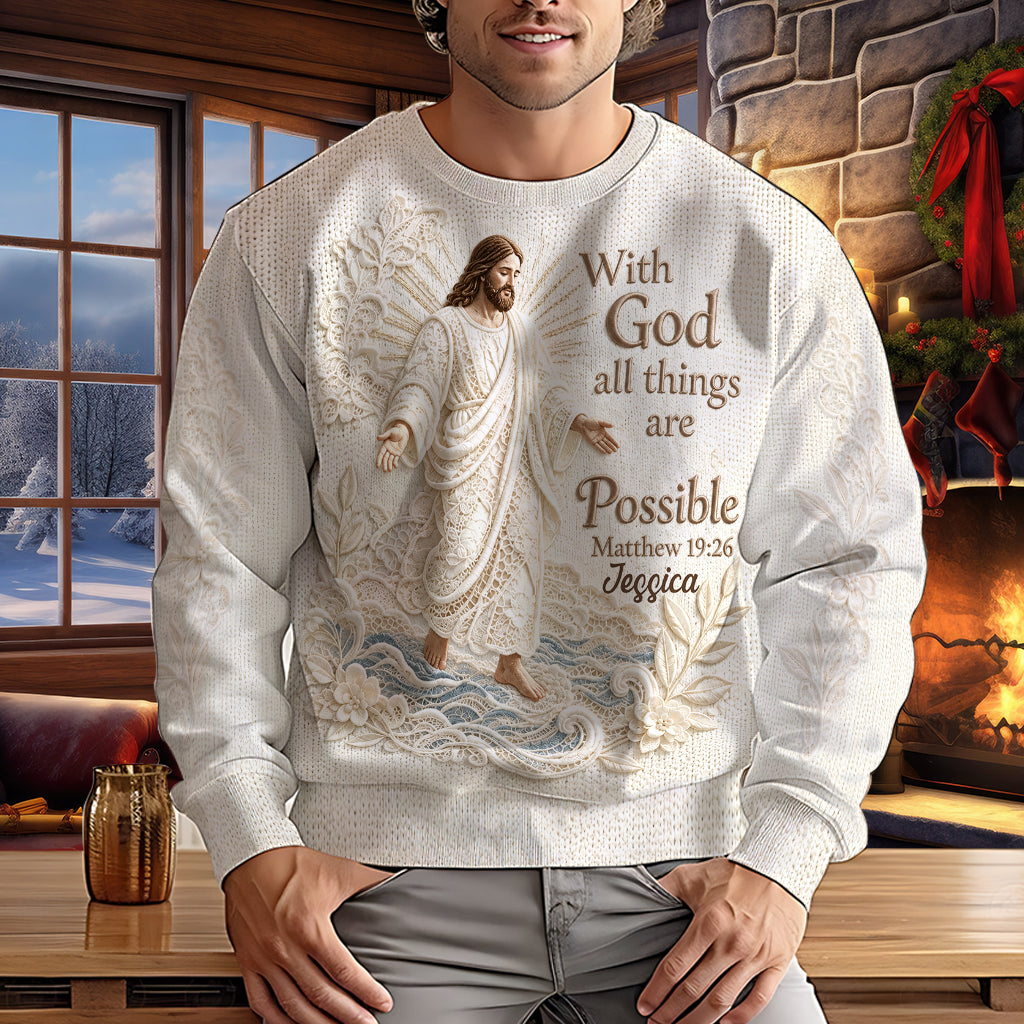 Avec Dieu, Tout Est Possible - Pull Chrétien Personnalisé