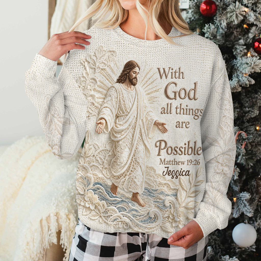 Avec Dieu, Tout Est Possible - Pull Chrétien Personnalisé