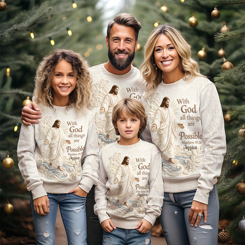 Avec Dieu, Tout Est Possible - Pull Chrétien Personnalisé
