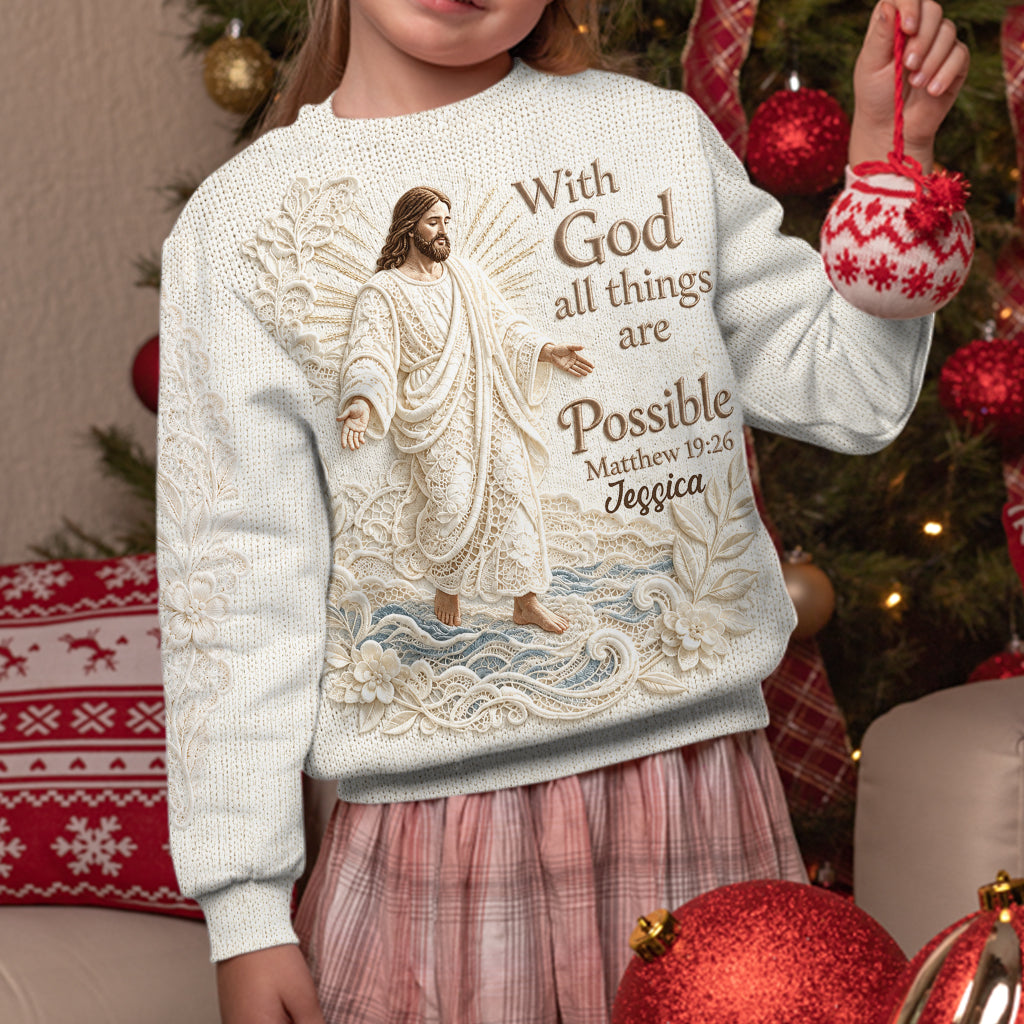 Avec Dieu, Tout Est Possible - Pull Chrétien Personnalisé