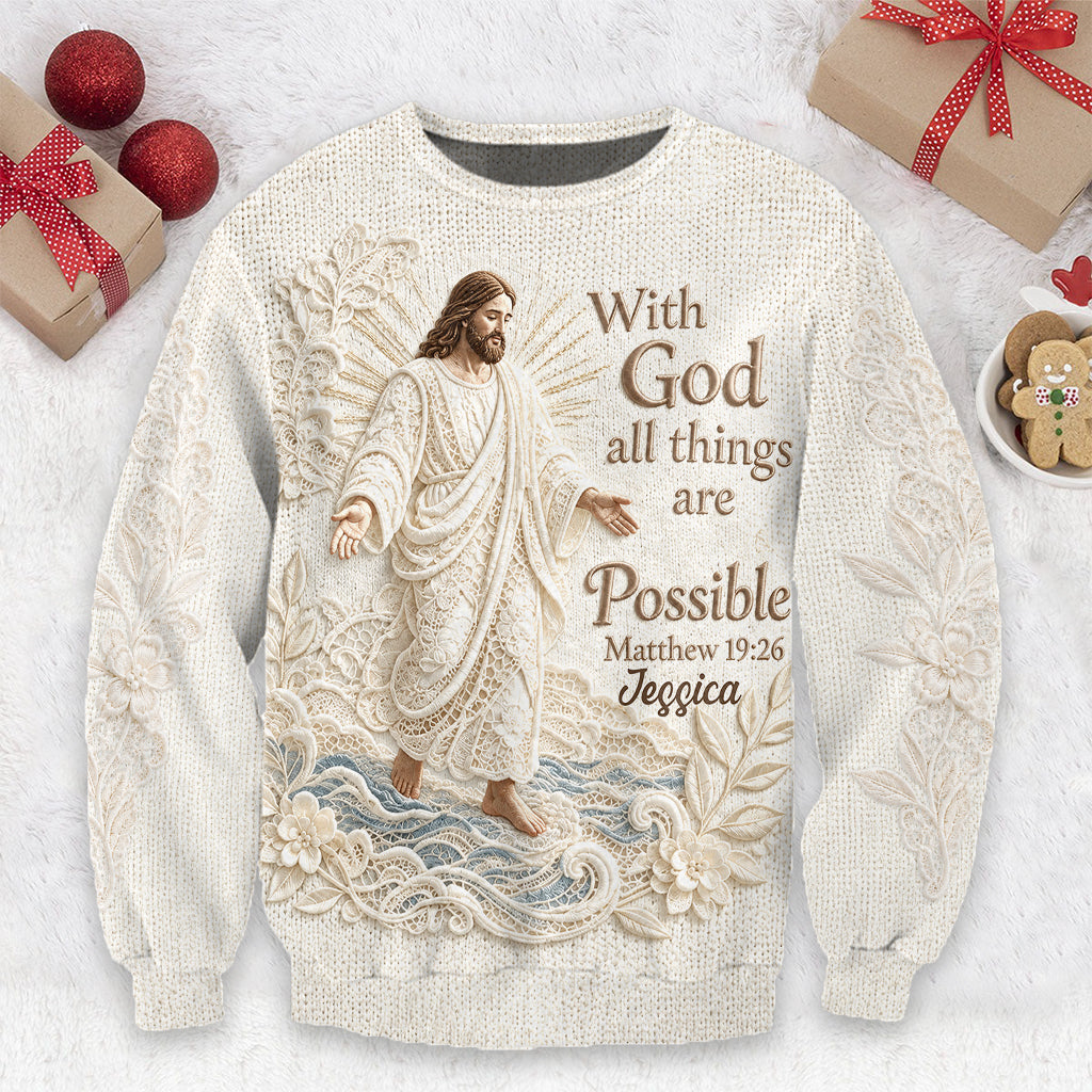 Avec Dieu, Tout Est Possible - Pull Chrétien Personnalisé