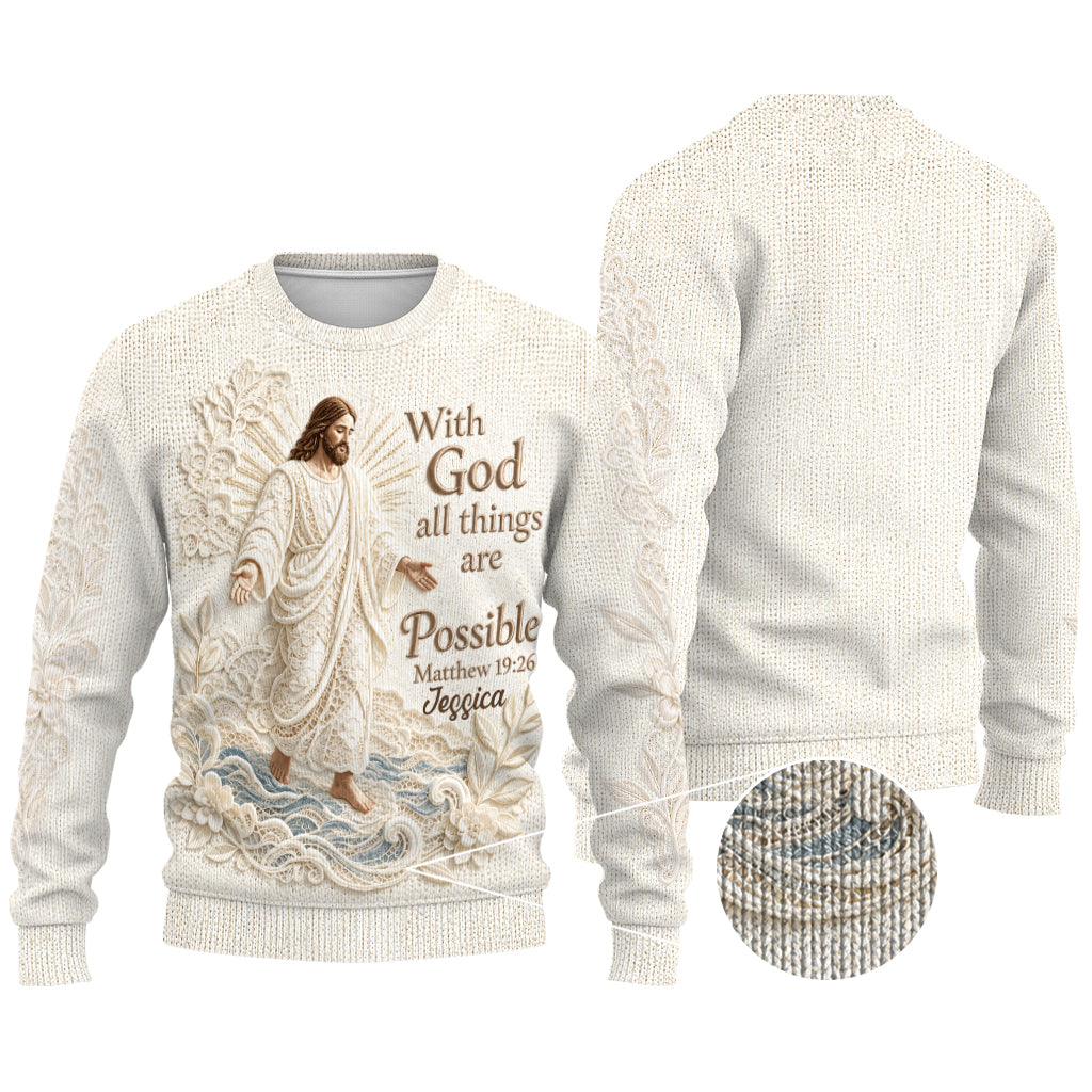 Avec Dieu, Tout Est Possible - Pull Chrétien Personnalisé